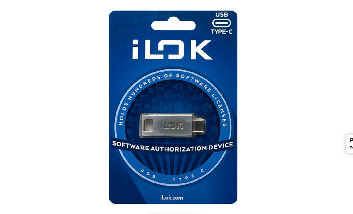 Autenticador USB tipo dongle para licenças de software PACE iLok USB-C (3ª geração)