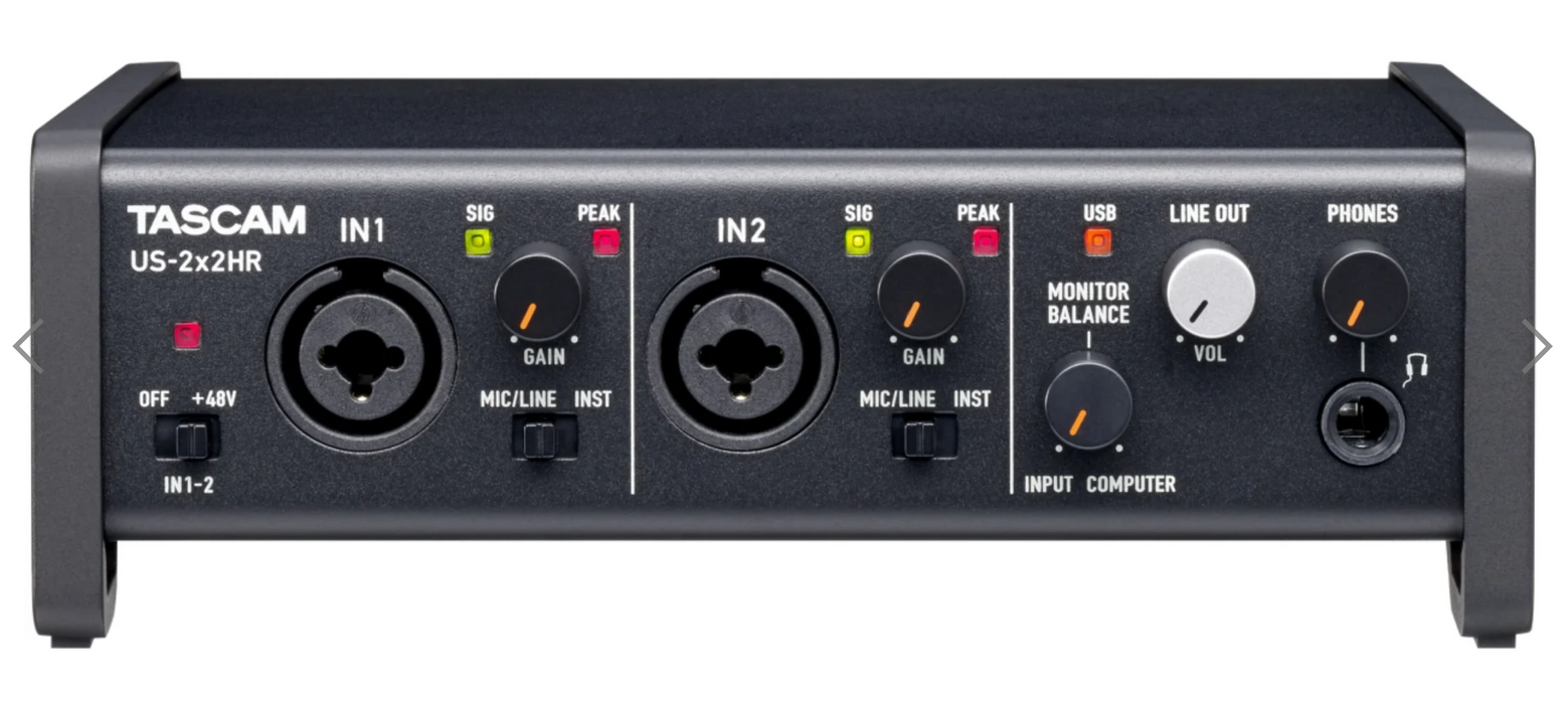 Interface de áudio/MIDI TASCAM US 2x2HR USB-C