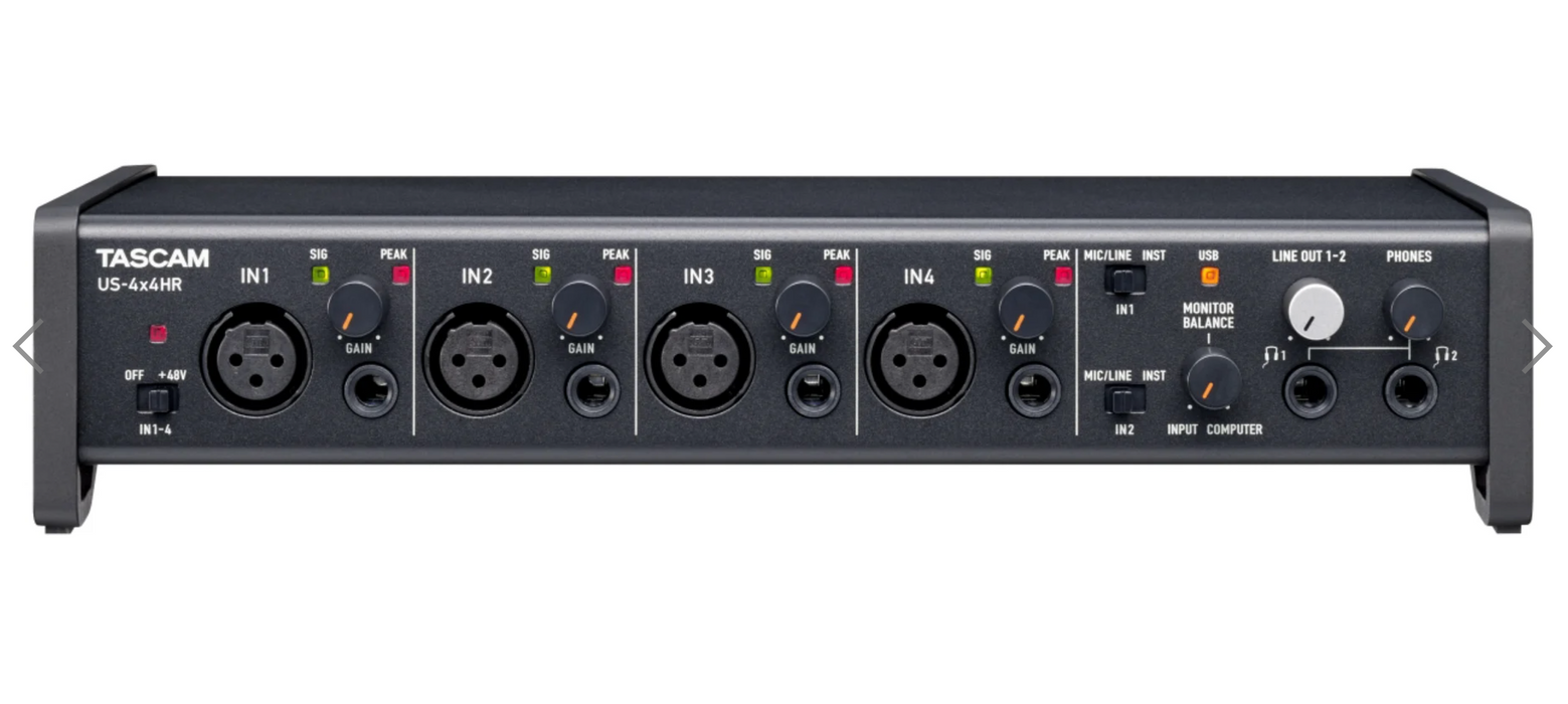 Interface de áudio/MIDI TASCAM US-4x4HR USB-C