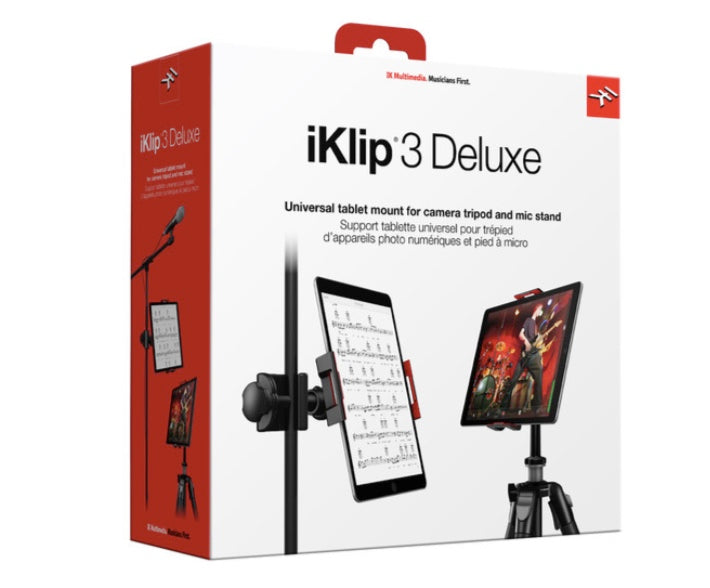Suporte de microfone e tripé ajustável para Tablets IK Multimedia iKlip3 Deluxe