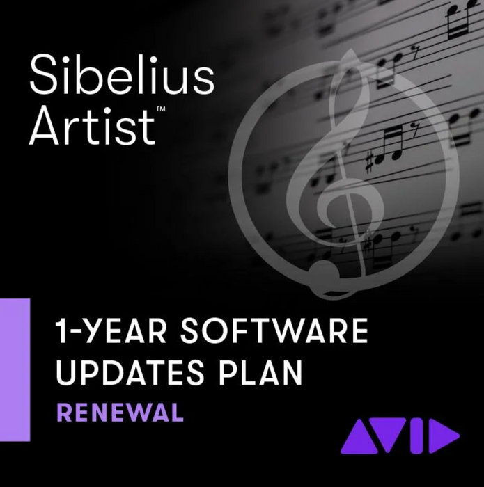 Avid Sibelius Artist - Licença Perpétua - Renovação do Plano de 1 ano de atualizações de Software e Suporte