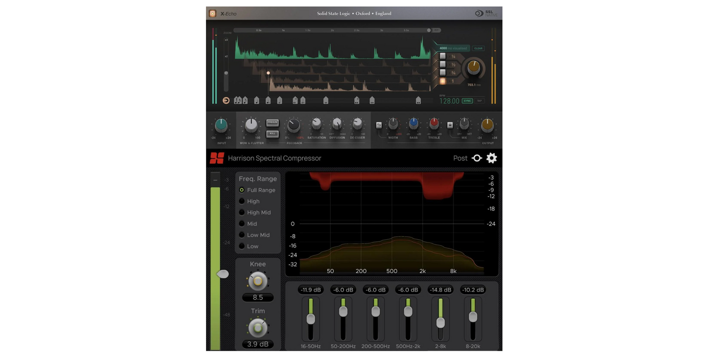 Paquete de complementos SSL X-Echo y Harrison MPC Spectral Compressor